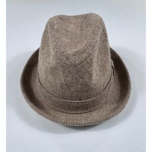 Dobbs Euclid Men's Fedora Hat Size 7 1/4 Brown Herringbone Wool Blend